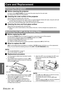 Page 40
ENGLISH - 40
Maintenance
Care and Replacement
JBefore cleaning the projector
 Switch off the  MAIN POWER  and disconnect the power plug from the wall outlet.
  Unplug all the cables from the projector.
J Cleaning the outer surf ace of the projector
Wipe off dirt and dust gently with a soft cloth.
 If it is difficult to remove the dir t, soak a cloth in a neutral detergent  diluted with water, wring the cloth well 
and then wipe the projector. Dry off the projector with dry cloth.
  If you use a chemical...