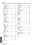 Page 62Appendix
Index
ENGLISH - 62
N
Navigation buttons
Control panel button .................................................... 12
Navigating ................................................................. 32Remote control button ................................................. 14
NETWORK
Remote control button ................................................. 14
Remote control function ............................................... 26
NO SIGNAL SHUT-OFF
 ....................................................