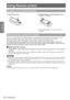 Page 20Using Remote control
20 - ENGLISH
Preparation
Using Remote control
Installing and removing batteries
Open the cover
1  ) Install batteries and close the cover
2  ) 
(Insert the – side first.)
Remove the batteries in the reverse order of  
z
installation. 
Setting Remote control ID numbers
When you use the system with multiple projectors, you can operate all th\
e projectors simultaneously or each 
projector individually using single remote control, if unique ID number is assigned to each projector ....