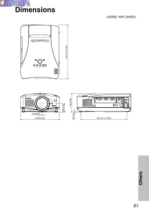 Page 6161
Others
Dimensions

USB
9.6(3/8)
245(9-5/8)291.2(11-15/32)
55(2-5/32)
5(3/16)
118(4-5/8)
341(13-13/32)  