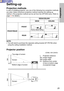 Page 2525
Preparation
Setting-up
Projection methods
In way of installing projector, any one of the following four projection\
 methods
are used. Select whichever projection method matches the setting-up
method. (The projection method can be set from the OPTION menu. Refer t\
o
page  44 for details.)
FRONT/REAR FRONT
REAR
(Factory default setting)
NOTE:
• You will need to purchase the separate ceiling bracket (ET-PK730) when\
using the ceiling installation method.
Projector position
DESK/CEILING
DESK CEILING...