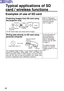 Page 8080
The supplied Image Creator 1.0 can convert images in the
format of PowerPoint, JPEG, BMP, TIFF, and PNG into
DCF-conforming JPEG or PNG images and record them
onto the SD card so that the projector can replay (this
function is applicable only to Windows machines).
CARD
SD card
PC card 
adaptor
P
ersonal computer
Install Image Creator 1.0
8MB
T ypical applications of SD
ca rd / wireless functions
Examples of use of SD ca rd
For the procedure of
direct writing from
personal computer,
refer to Recording...