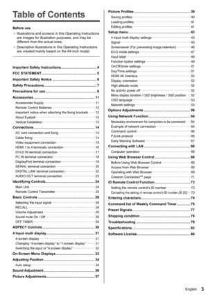 Page 33English
  Table of Contents
 
Before use
●  
