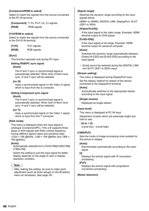 Page 44English44
   
[Component/RGB-in select]
  