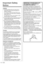 Page 6English6
   
Important Safety 
Notice
  WARNING
  1)  To prevent damage which may result in fire or 
shock hazard, do not expose this appliance to 
dripping or splashing.
  Do not place containers with water (flower vase, 
