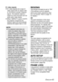 Page 45ENGLISH-45
Adjustments and settings
RESIZING
This should normally be set to “ON”.
(This setting is only for signals
which have lower resolutions than
the LCD panels. Refer to page 70
for details.)
ON
The pixel resolution of the input
signal is converted to the same
resolution as the LCD panels before
being projected. For signals with
lower resolutions, gaps in the pixels
are automatically interpolated into
the picture before it is projected.
This may sometimes cause
problems with the quality of the...