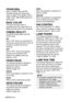 Page 4848-ENGLISH
VGA60/480p
Set to “VGA60” when 59.9Hz
VGA480 signals are being input
(refer to page 70 for details). Set to
“480p” when 480p RGB signals are
being input.
BACK COLOR
This sets the color which is
projected onto the screen when no
signal is being input to the projector.
CINEMA REALITY
(S-VIDEO/VIDEO/480i and 576i
YP
BPRonly)
ON
Set to “ON” when you would like 24
frames per second pictures (such as
movies) to project the source
faithfully.
OFF
Set to “OFF” when the projected
pictures have problems...