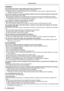 Page 6Read this first!
6 - ENGLISH
WARNING:
Do not place your hands or other objects close to the air exhaust port.
Doing so will cause burns or damage your hands or other objects.
 zHeated air comes out of the air exhaust port. Do not place your hands or face, or objects which cannot 
withstand heat close to this port.
Do not look and place your skin into the lights emitted from the lens wh\
ile the projector is being used.
Doing so can cause burns or loss of sight.
 zStrong light is emitted from the...