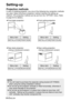 Page 18
18-ENGLISH
Setting-up
Projection methods
In way of installing projector, any one of the following four projection\
 methods
are used. Select whichever projection method matches the setting-up
method. (The projection method can be set from the “OPTION” menu.\
 Refer
to page 52 for details.)
BFront-desk projectionBFront-ceiling projection
BRear-desk projection (Using a translucent screen) BRear-ceiling projection
(Using a translucent screen)
Menu item Setting
FRONT/DESKINSTALLATION
Menu item Setting...