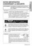 Page 73
FRANÇAIS-73
NOTES IMPORTANTES
CONCERNANT LA SECURITE
Alimentation:Ce projecteur LCD est conçu pour fonctionner sur secteur
de 100 V - 240 V, 50 Hz/60 Hz seulement.
ATTENTION: Le cordon d’alimentation secteur fourni avec le projecteur
peut être utilisé uniquement pour une alimentation électrique
de 125 V, 7 A maximum. Si on veut l’utiliser avec une
tension ou un courant plus forts, on doit se procurer un autre
cordon d’alimentation de 250 V. Si on utilise le cordon fourni
sous ces conditions, risque de...