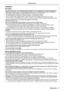 Page 5Read this first!
ENGLISH - 5
WARNING:
 
„ POWER
The wall outlet or the circuit breaker shall be installed near the equip\
ment and shall be easily acces -
sible when problems occur. If the following problems occur, cut off the power supply immediately.
Continued use of the projector in these conditions will result in fire or electric shock.  
z If foreign objects or water get inside the projector, cut off the power supply.
 
z If the projector is dropped or the cabinet is broken, cut off the power...