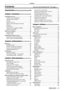 Page 11ENGLISH - 11
Contents
Contents
Read this first! ............................................2
Chapter 1   Preparation
Precautions for use .................................................14
Cautions when transporting ..................................14
Cautions when installing .......................................14
Security ................................................................15
Cautions on use ...................................................15
Notes on Using Wireless Connection...