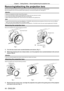 Page 44Chapter 2 Getting Started — Removing/attaching the projection lens
44 - ENGLISH
Removing/attaching the projection lens
Removing and attaching methods of the projection lens are same for both \
standard zoom lenses and optional lenses.
Move the projection lens to the home position before replacing or removing the projection lens. (x
  page   61)
Attention
 fReplace the projection lens after turning of f the projector. fDo not touch the electric contacts of the projection lens. Dust or dirt \
may cause...