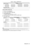 Page 83Chapter 4 Settings — [POSITION] menu
ENGLISH - 83
[CURVED]
[VERTICAL BALANCE]
[HORIZONTAL BALANCE]
[MAINTAIN ASPECT RATIO]
Select [ON] to correct while keeping the aspect ratio.
Setting [CORNER CORRECTION]
1) Press  as to select [GEOMETRY].
2)  
Press 
 qw to select [CORNER CORRECTION].
3)
 
Press the  button.
 f The  [GEOMETRY:CORNER CORRECTION] screen is displayed.
4) Press  as to select the item to adjust, and press the  button.
5)  
Press 
 asqw to adjust.
[CORNER CORRECTION]
[UPPER LEFT]
[UPPER...