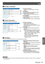 Page 47LAN
ENGLISH - 47
Settings
Main Menu description J
Projector Information J
Displays basic information of the projector.
 
 
 
LAN Setting J
Sets the LAN Setting of the projector and press [Save] to store settings.
 
 
Attention
For the security reason, do not enter any information that third party can recognize your location or name, in [Location] and  z
[Contact] columns.
(1)
(2)
(1) Projector Information
 Confirm Projector Information.
 Displays lamp use time [Lamp Hours] 
(corresponding value) and...