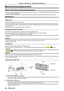 Page 9494 - ENGLISH
Maintenance/replacement
Before performing maintenance/replacement
 
f When you perform maintenance or replacement of the parts, make sure to turn of f the power and disconnect the power plug 
from the wall outlet. (x page 36)
 
f Be sure to observe the procedure “Powering Off the Projector” (x page 36) when performing power supply operation.
Maintenance
Outer Case
Wipe off dirt and dust using a soft dry cloth.
 
f If the dirt is persistent, soak the cloth with water and wring it thorou\
ghly...