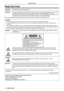 Page 2Read this first!
2 - ENGLISH
Read this first!
WARNING:THIS APPARATUS MUST BE EARTHED.
WARNING: To prevent damage which may result in fire or shock hazard, do not expose this appliance to rain or moisture.
This device is not intended for use in the direct field of view at visual display workplaces. To avoid 
incommoding reflexions at visual display workplaces this device must not be placed in the direct field of view .
The equipment is not intended for used at a video workstation in complia\
nce...