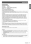 Page 3Read this first!
ENGLISH - 3
Important 
 
Information
FCC NOTICE (USA)
Declaration of Conformity
Model Number:  PT-VW431DU
Trade Name:  Panasonic
Responsible Party:  Panasonic Corporation of North America
Address: One Panasonic Way, Secaucus, NJ 07094
Telephone number:  (877)803-8492
E-mail:  projectorsupport@us.panasonic.com
This device complies with Part 15 of the FCC Rules.
Operation is subject to the following two conditions:
(1) This device may not cause harmful interference, and (2) this device...