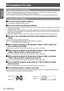 Page 1212 - ENGLISH
Important  
Information
Precautions for Use
Cautions when transporting
When transporting the projector, hold it securely by its bottom and avoid excessive vibration and impacts.  
z
Doing so may damage the internal parts and result in malfunctions.
Do not transport the projector with the adjustable feet extended. Doing so may damage the adjustable feet.
 
z
Cautions when installing
Do not set up the projector outdoors. 
J
The projector is designed for indoor use only. 
 
z
Do not use under...
