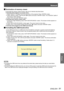 Page 91Network
ENGLISH - 91
Settings
Termination of memory viewer 
J
To terminate the memory viewer function, take one of methods described below.
 Terminate with projector’s on-screen menu.
1. Select “Wired” or “Wireless” from the input menu of the projector. Press  button.
2.   Select “Memory Viewer” with the point ▲▼  buttons and press  button. The “Enter/Exit” pallet of 
the memory viewer appears.
3. Select “Exit” and press  button.
 Terminate with memory viewer mode 1.   During the image displaying,...