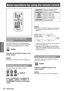 Page 3232 - ENGLISH
Basic Operation
Basic operations by using the remote control
Using the AUTO SETUP 
function
This function allows you to automatically adjust 
Input search, Auto Keystone correction and Auto PC 
adjustment during signal input from a computer.
 button
Press the  button on the 
remote control.
Note
For details, see “Setting” of Main menu. ( zÆpage 52)
Switching the input signal
You can switch the input signals to project.
 buttons
Press (,, , , , or 
) button on the remote 
control.
COMPUTER...