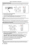 Page 36Connect the power cord to the projector body.1) 
Connect the power plug to an outlet.2) 
The power indicator  lights or blinks, and the projector will enter the standby mode. f
Press the  button on the control panel or on the remote control. 
The power indicator  lights in green and the image is soon projected on the screen. f
Attention
Using the projector while the lens cap is attached may cause the device to heat up and result in a fire. f
Note
If the [PROJECTOR SETUP] menu  f→ [ECO...