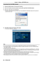 Page 80Accessing from the Web browser
Activate the Web browser in the personal computer.1) 
Enter the IP address set by the projector into the URL input field of the Web browser.2) 
Enter your3)  “User name” and “Password”.
The factory default setting of the user name is user1 (user rights)/admin1 (administrator rights) and the password is  f
panasonic (lower case).
Click [OK] to display the Projector status page.4) 
The [Projector status] page is displayed. f
Note
If you use a web browser to control the...