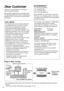 Page 22
AUTO CHANNEL SET
       PROCEEDING
END :  MENU
2
Dear Customer
Thank you for purchasing this Panasonic
Video Cassette Recorder.
We strongly suggest that you carefully study
the Operating Instructions before attempting to
operate the VCR, and that you note the listed
precautions.
ACCESSORIES1 pc. Remote Controller
1 pc. Coaxial Cable
1 pc. AC Power Cord
2 pcs. “AA” size Batteries
Press [POWER Í/I (VCR Í)] to switch the
VCR from on to standby mode or vice versa.
In standby mode, the VCR is still...