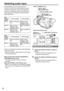 Page 5252
Switching audio input
INPUT1 switch  
(MIC POWER +48V)
INPUT1 LINE/MIC switch
INPUT2 LINE/MIC switch
INPUT2 switch  
(MIC POWER +48V)
AUDIO CH2 SELECT switch
AUDIO CH1  
SELECT switch
AUDIO INPUT 1/2 terminal
Using the built-in microphone
1 
Switch the AUDIO CH1 SELECT switch to 
INT (L).
•	Audio	from	the	built-in	microphone	Lch	is	
recorded	to	audio	channel	1.
2 
Switch the AUDIO CH2 SELECT switch to 
INT (R).
•	Audio	from	the	built-in	microphone	Rch	is	
recorded	to	audio	channel	2.
During	shooting,...