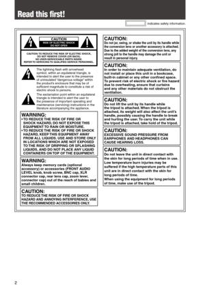 Page 2



CAUTIONRISK OF ELECTRIC SHOCK  DO NOT OPEN
CAUTION: TO REDUCE THE RISK OF ELECTRIC SHOCK,  DO NOT REMOVE COVER (OR BACK).NO USER-SERVICEABLE PARTS INSIDE.REFER TO SERVICING TO QUALIFIED SERVICE PERSONNEL.
Thelightningflashwitharrowheadsymbol,withinanequilateraltriangle,isintendedtoalerttheusertothepresenceofuninsulated“dangerousvoltage”...