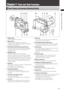 Page 15
1
ChapterPartsandtheirFunctions

Chapter 2  Parts and Their Functions
Power Supply and Accessory Mounting Section
165148
97111210
6
14315
213617
1  POWER switch
Use to turn the power on and off.
2 Battery holder
A battery from Anton/Bauer is mounted here.
For details, refer to [Mounting the Battery and Setting 
the Battery Type] (page 86).
3 DC IN (external power input) socket (XLR, 4P)
Connect this camera to an external DC power supply.
For details, refer to [Use of...