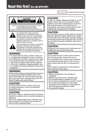 Page 2



CAUTIONRISK OF ELECTRIC SHOCK  DO NOT OPEN
CAUTION:TOREDUCE THERISKOFELECTRICSHOCK,
DONOTREMOVECOVER(ORBACK).
NOUSER-SERVICEABLEPARTSINSIDE.
REFER TOSERVICING TOQUALIFIEDSERVICEPERSONNEL.
Thelightningflashwitharrowhead
symbol,withinanequilateraltriangle,is...