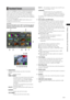 Page 111
111
Chapter6ManipulatingClipswith Thumbnails

Thumbnail Screen
Press the THUMBNAIL button to display the thumbnail 
screen on the LCD monitor. Pressing the THUMBNAIL 
button again returns the display to the regular display. 
When switching is done from the regular screen display to 
the thumbnail screen display, all the clips will be displayed 
on the thumbnail screen.
Pressing the THUMBNAIL MENU button allows you to 
navigate the thumbnail menu.
 NOTE
When the TCG switch is...