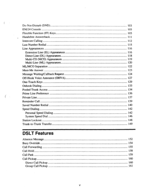 Page 493Do-Not-Disturb (DND) ............................................................................................................ 103 
EM/24 Console ....................................................................................................................... 105 
Flexible Function (FF) Keys.. ................................................................................................. 105 
, Handsfree Answerback...