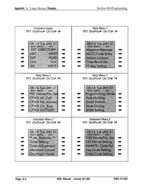 Page 675Appendix A. Large-Screen DisplaysSection 400-ProgrammingPage A-2DBS Manual 
- Issued 8/l/95DBS-70-400 