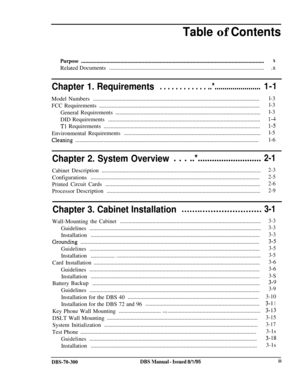 Page 80Table of Contents
Purpose..................................................................................................................................xRelatedDocuments..............................................................................................................
.x
Chapter 1. Requirements. . . . . . . . . . . . ..*.......................I-1Model Numbers......................................................................................................................l-3...