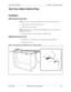 Page 75Section 300-Installation Chapter 3. Cabinet Installation
576-13-300 DBS 576 (USA), issued 6/2/98 3-5
Top Cover (Base Cabinet Only)
Installation
Removing the top cover
Note:The front cover must be removed before the top cover may be removed.
1.  Remove the two screws from the top cover.
2.  Pull the top cover out about 2”.
Note:Do not exert excessive force when pulling the top cover as doing so may 
damage the claw slots.
3.  Gently lift the top cover off by sliding it up and forwards.
Replacing the top...