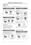 Page 1414
Single Line Telephone Features
3
Dial 31
Intercom Calling
Allows you to make a call to another extension.
Making Calls

Off-hook: Lift the handset.On-hook: Replace the handset.
Doorphone
Allows you to have a conversation with a visitor
at your door.
Off-hook
Dial extension no.
(21 through 26)
Outward Dialling
Allows you to make a call to an outside party.
Line access code
• Automatic Line Access code: 9 or 0
  (depending on the system program)
See page 28 of the Installation Manual.
• Individual Line...