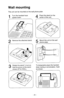 Page 14Wall mounting 
This unit can be mounted on the wall phone plate. 
1 
Turn the handset hook 
upside down. 
4 
Place the stand on the 
center of the unit. 
2 
Remove the attached stand. 
3 
Rotate the stand l/2 turn so 
that the arrow on the stand 
shows UP for WALL. 
5 
Mount the unit on the wall 
phone plate. 
 
/ 
 
/ 
I 
To temporarily place the handset 
down during a conversation, hook 
as shown. 
-9-  