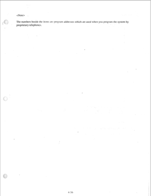 Page 81 
i :: ;.s 
The numbers bcsidc the i~cms arc prqram xldrcsscs which arc used when you program the system by 
 
proprietary telephones.  