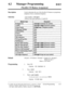 Page 25842a
Description
Selection
DefaultManager Programming
005
Flexible CO Button Assignment
Used to determine the use of the flexible CO buttons on proprietary
telephones from a centralized telephone.
l Jack number: 1 through 8
l Button Code (plus parameter, if required):
All jacks 
- CO buttons 1 through 3 = Single-CO 1 through 3;
Ring tone type 2
Others = Not stored
Programming1.Enter 005.
Display: 005 FLEXIBLE CO2.
Press NEXT.Display: Jack NO?+
3.
Enter a jack number.To enter jack number 1, you can also...