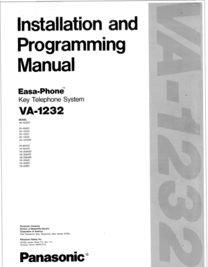 Page 1sle 
MODEL 
VA-123210 
VA-30920 
VA-l 2020 
VA-1 2021 
VA-l 2022 
VA-120228 
VA-82430 
VA-82444 
VA-30940D 
VA-30941D 
VA-30942D 
VA-30965 
VA-30960 
VA-20861 
Panasonic Company 
Division of Matsushita Electric 
Corporation of America 
One Panasonic Way, Secaucus, New Jersey 07094 
Panasonic Hawaii, Inc. 
99.659 lwaiwa Street P.O. Box 774 
Honolulu Hawaii 96808-0774  