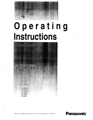 Page 1InstructionsOperating
Before operating this unit, please read these instructions completely.
PanasoniC 