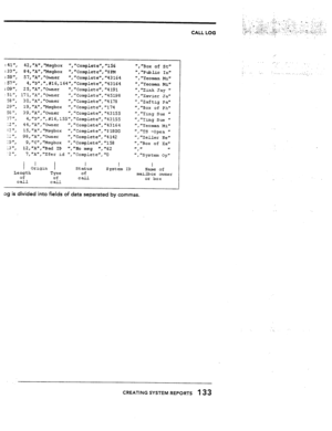 Page 130CALL LOG 
: 41, 
42,A,Msgbux ,Complete,156 
,Box of St 
:33, 
84,A,nMsgbox ,Complete,SPM 
v,WPublic In 
:59, 57,A,Owner 
It Complete,43164 
“,“Yeoman Mi 
:57, 
4 D,,#16,164~Complete.W43164 
: 09, 
25: wAn ,Yeoman Mi 
, Owner W,WCumplete,4191 
,Zink Jag I 
: 51, 171,A,Owner ,Cumplete,45198 
I, Xavier Ja 
58, , . ,Owner 
3 0 ” qpp ,Cumplete,*4178 
W *Zaftig Pa 
I 
29, 
19 A 
t , Msgbox 
,Complete, 174 
,Box of Ph 
56 I* 
, 
3 9 A, Owner 
,  Complete,43155 
37  
, 4 D,,#16,155f~Complete, I) Ping Sue ), 
,...