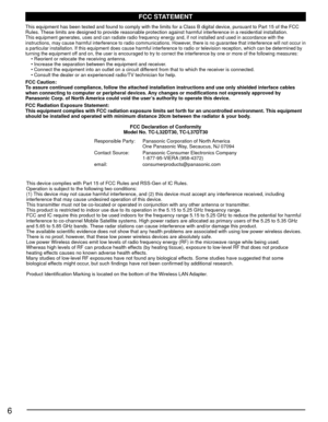 Page 66
FCC STATEMENT
This equipment has been tested and found to comply with the limits for a\
 Class B digital device, pursuant to Part 15 of the FCC 
Rules. These limits are designed to provide reasonable protection against harmf\
ul interference in a residential installation. 
This equipment generates, uses and can radiate radio frequency energy an\
d, if not installed and used in accordance with the 
instructions, may cause harmful interference to radio communications. Ho\
wever, there is no guarantee...