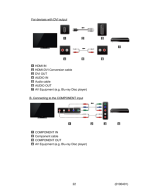 Page 22
)RUGHYLFHVZLWK9,RXWSXW
+0,,1
+0,9,&RQYHUVLRQFDEOH
9,287
$8,2,1
$XGLRFDEOH
$8,2287
$9(TXLSPHQWHJ%OXUD\LVFSOD\HU
%&RQQHFWLQJWRWKH&20321(17LQSXW
&20321(17,1
&RPSRQHQWFDEOH
&20321(17287
$9(TXLSPHQWHJ%OXUD\LVFSOD\HU
)RUGHYLFHVZLWK9,RXWSXW
+0,,1
+0,9,&RQYHUVLRQFDEOH
9,287
$8,2,1
$XGLRFDEOH
$8,2287
$9(TXLSPHQWHJ%OXUD\LVFSOD\HU
)RUGHYLFHVZLWK9,RXWSXW
)RUGHYLFHVZLWK9,RXWSXW
)RUGHYLFHVZLWK9,RXWSXW
+0,,1
+0,9,&RQYHUVLRQFDEOH
9,287...