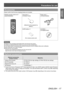 Page 17Precautions for use
ENGLISH - 17
Important 
Information
Accessories
Please confirm that the items displayed below are included.
Wireless remote control unit: 1
(N2QAYB000680)Lens cover: 1
(TXFKK01THHZ)
(Attached to the projector by 
default.)  Power cord: 1
(TXFSX01RWDZ)
AA/R6 battery: 2
(For remote control unit)
CD-ROM: 1
(TXFQB02THHZ)
Attention
 
z Dispose of the packaging appropriately after removing from the product.
 
z Contact an Authorized Service Center if you lose any of the included items.
 
z...