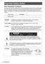 Page 22 - ENGLISH
Important Safety Notice
Dear Panasonic Customer:
This instruction booklet provides all the necessary operating information that you might require. 
We hope it will help you to get the most out of your new product, and that you will be pleased 
with your Panasonic LCD projector.The serial number of your product may be found on its 
bottom. You should note it in the space provided below and retain this booklet in case service is 
required.
Model number:PT-AX100U
Serial number:
WARNING:TO REDUCE...