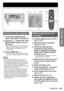 Page 35Basic Operation
ENGLISH – 35
 
Powering up the projector
#  Connect the supplied power 
cable. (220 V-240 V, 50 Hz/60 Hz)
$  Press the “ | ” marked side of the 
MAIN POWER switch to turn on 
the power.
The power indicator lamp on the projector will 
flash in red. After a short period, the indicator 
will illuminate and the projector will enter 
standby mode.
%  Press POWER ON “ | ”.
The power indicator lamp illuminates in green 
and soon the image is projected on the screen.
Note
If the projector is...