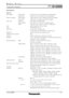 Page 2SPECFILE
PT-D120003-Chip DLP™ Projector
As of July 2008< 2 >
Specifications
Main Unit
Power supply: North America:
Europe, Asia
Power consumption: North America:
Europe, Asia
DLP™ chip:  Panel size:
Display method:
Pixels:
Lens: 
Lamp:
Screen size:
Brightness *
1:
Center-to-corner uniformity *
1:
Contrast *
1:
Resolution: 
Scanning frequency:  RGB:
YP
BPR(YCBCR):
S-Video/Video:
Optical axis shift*
3: Vertical: 
Horizontal:
Keystone correction range:
Installation:
Terminals: DVI-D IN:
RGB1 IN:
R, G, B:
Y,...